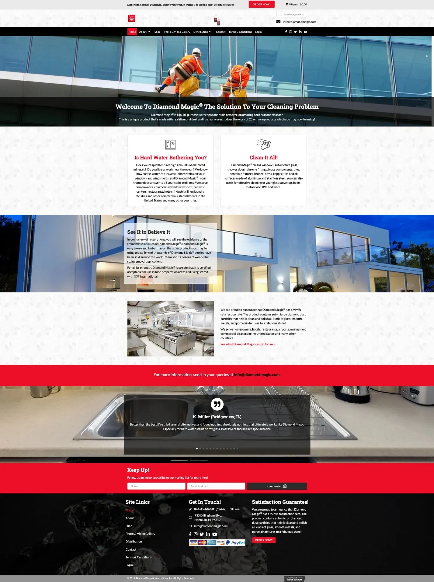 The 2005-era diamondmagic.com: broken layout, garbled text and a PayPal button.