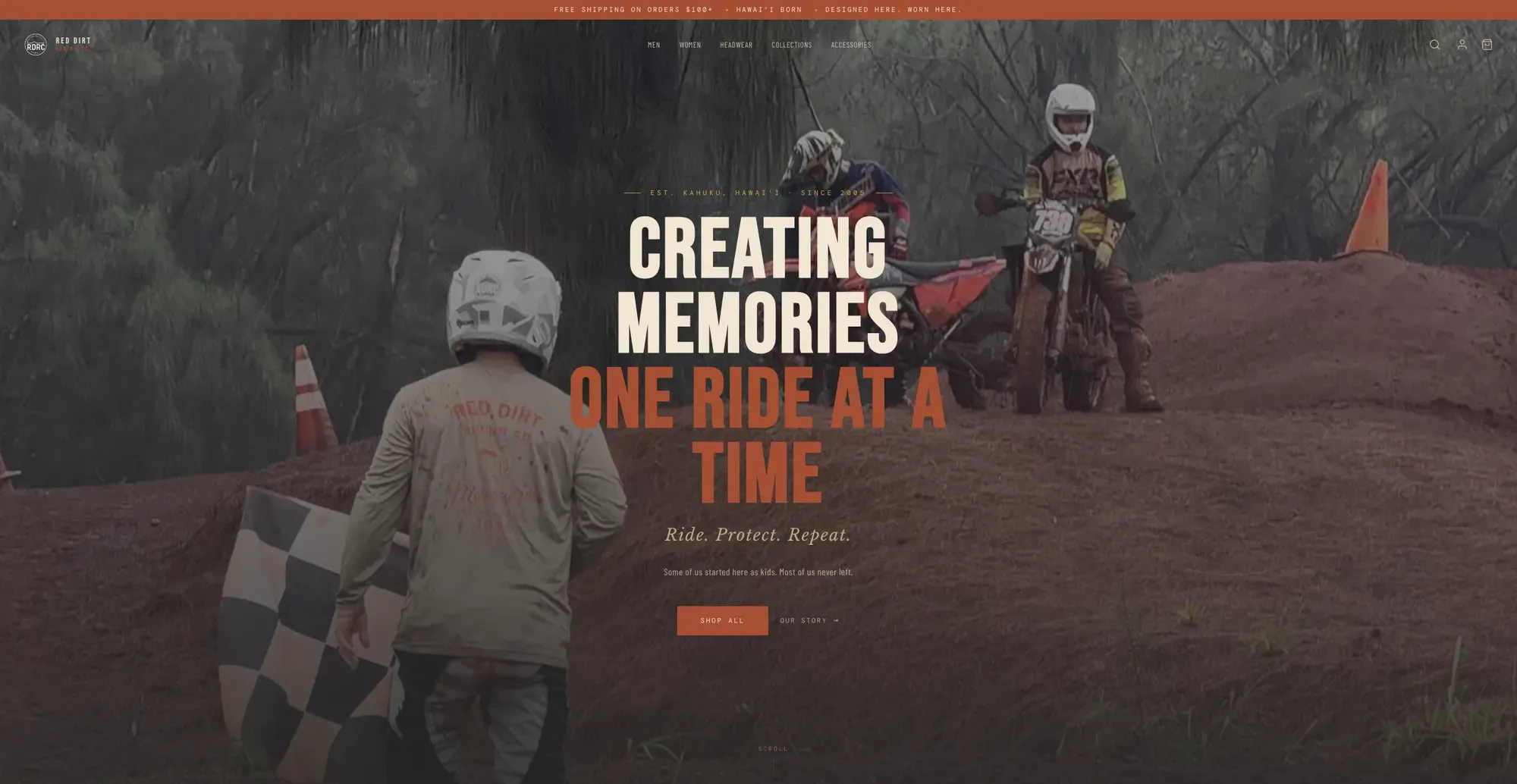 The Red Dirt Riding Co. landing page hero.