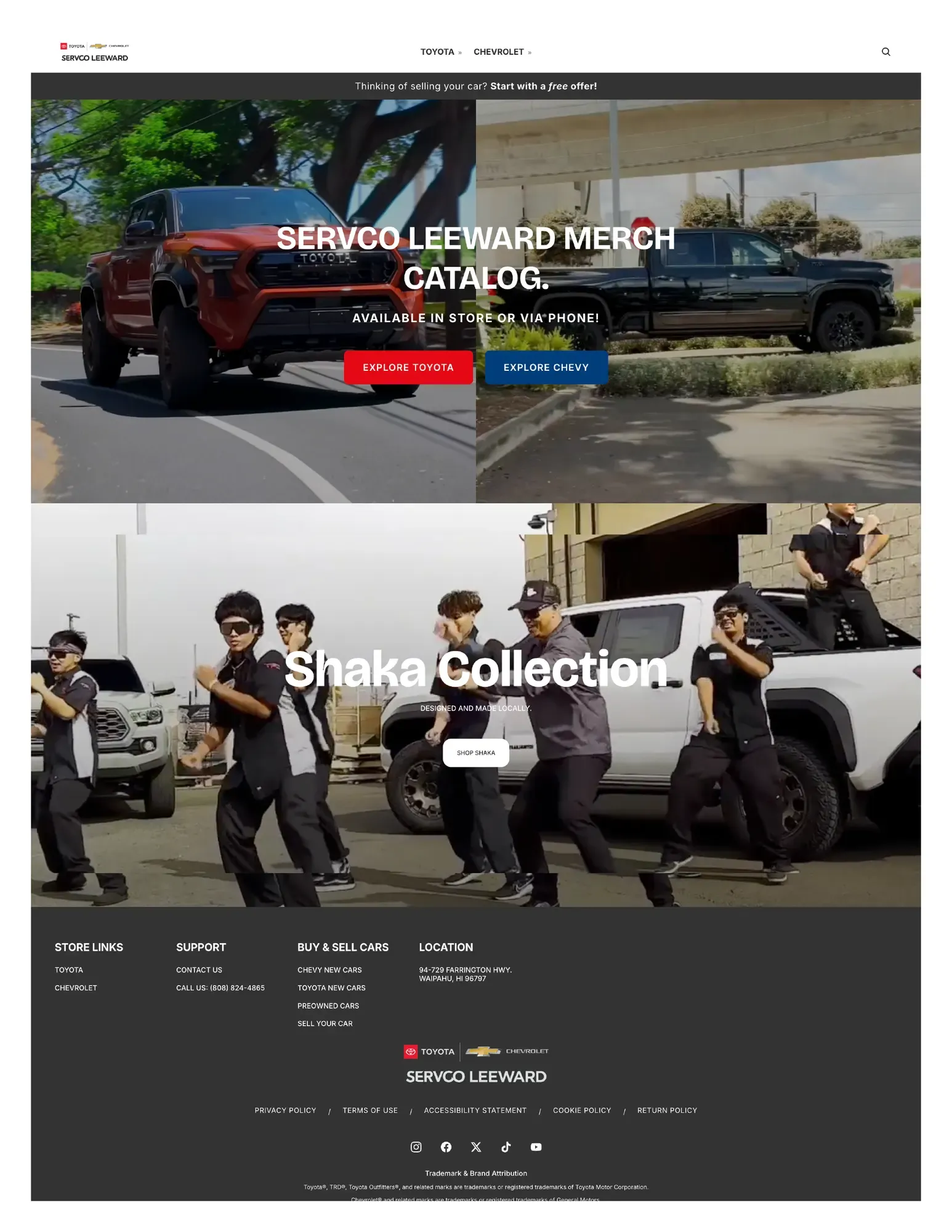 servcoleewardmerch.com, the dealership's standalone merchandise store. (page 1)