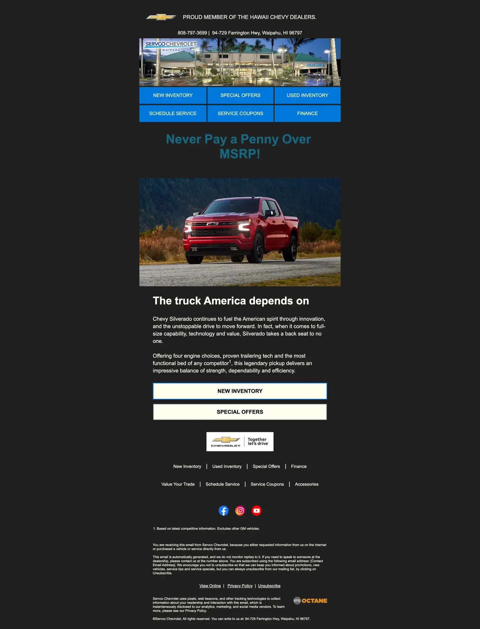The customer newsletter before: a text-heavy manufacturer template.