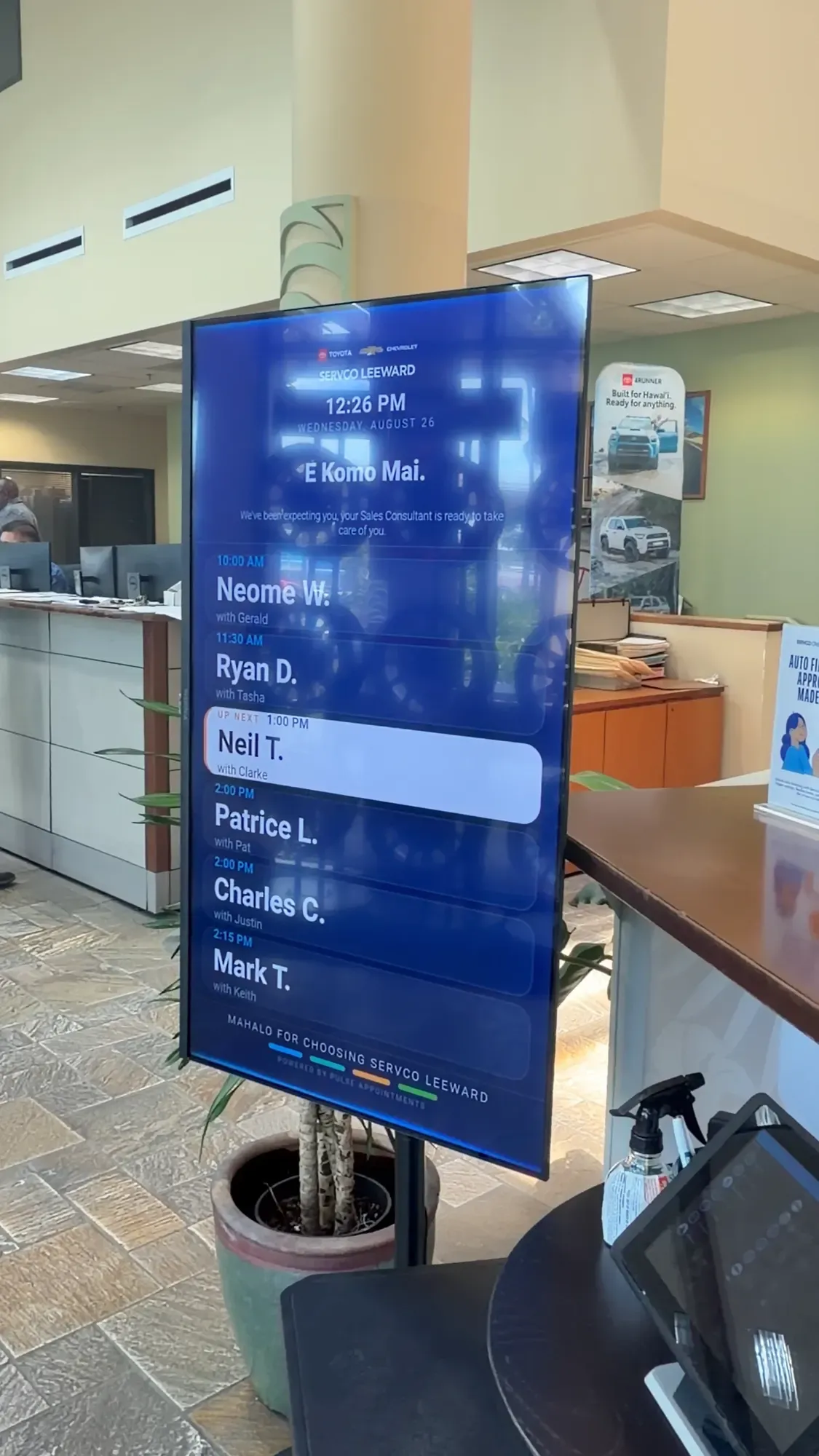 A frame from the Pulse welcome board demo.