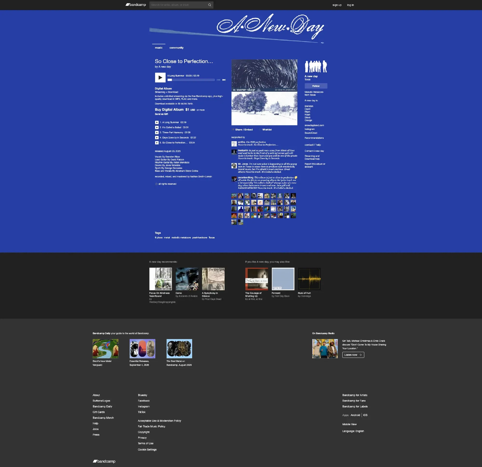 The EP listing on Bandcamp.