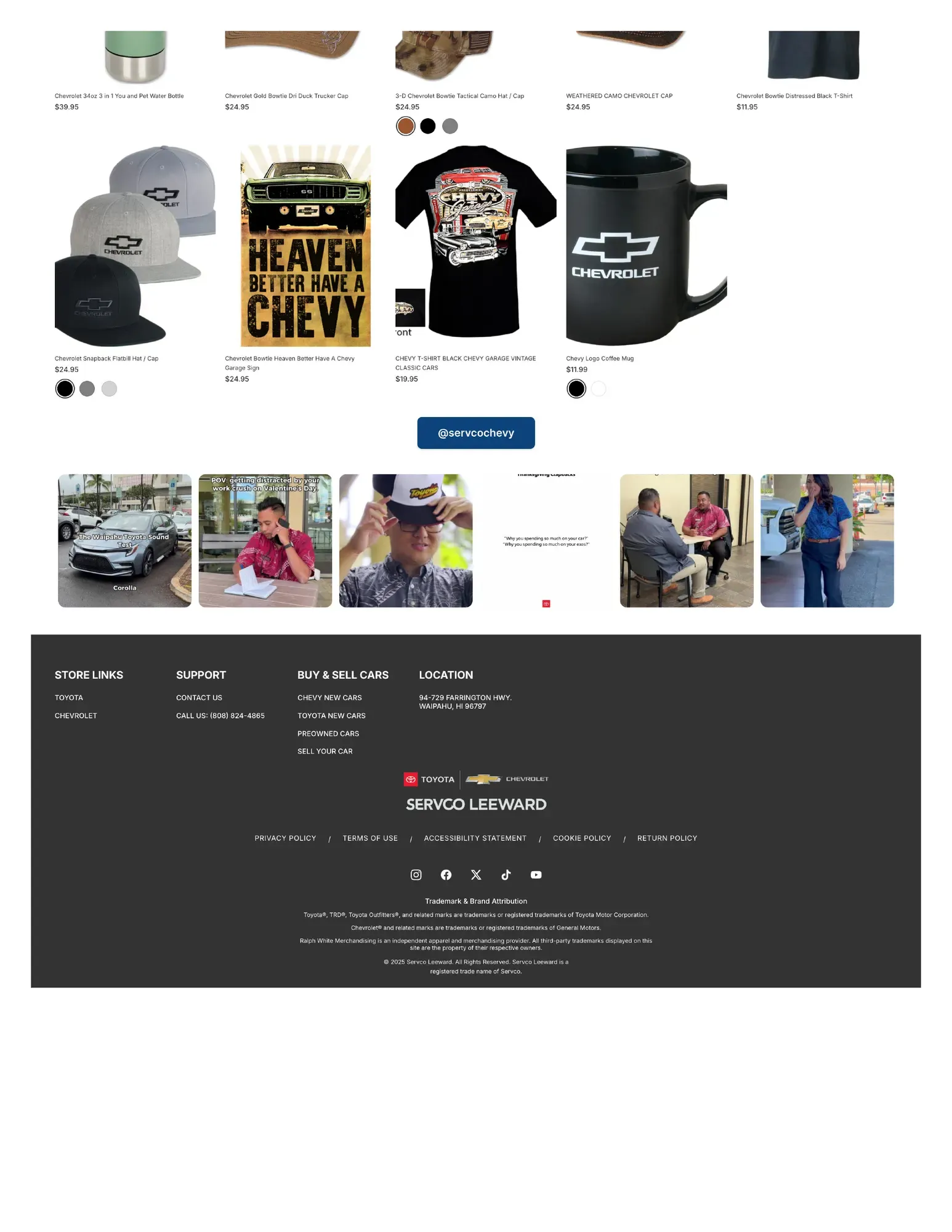 The Chevrolet collection page within the merchandise store. (page 2)