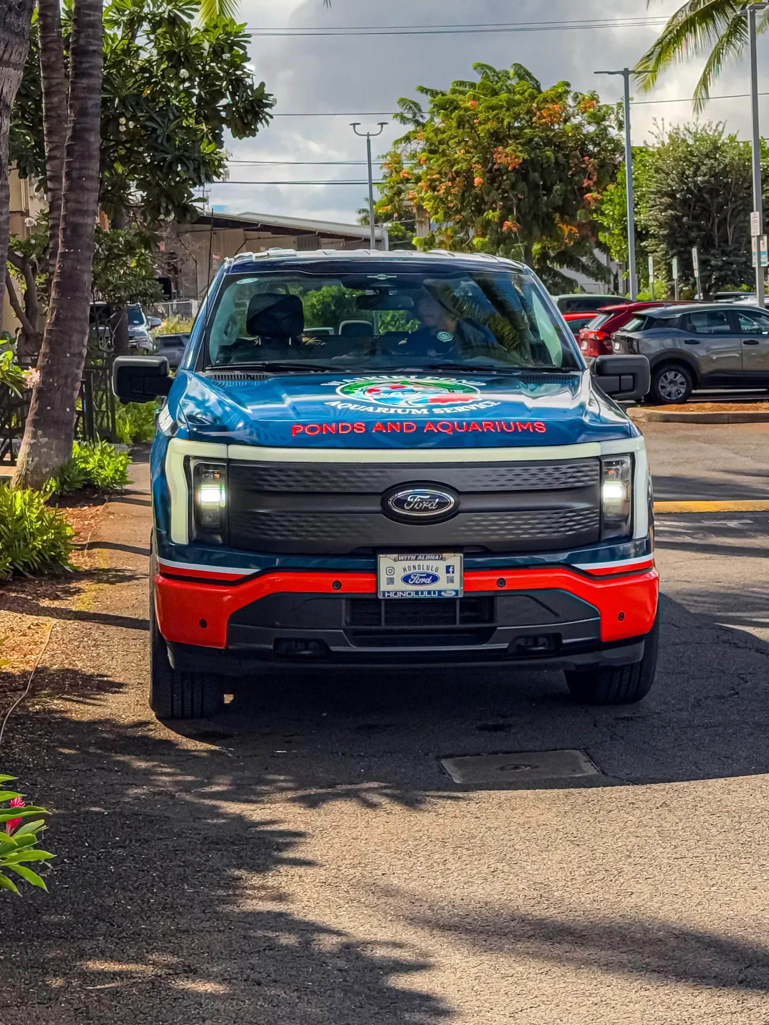 The truck head-on, showing the hood mark and grille.