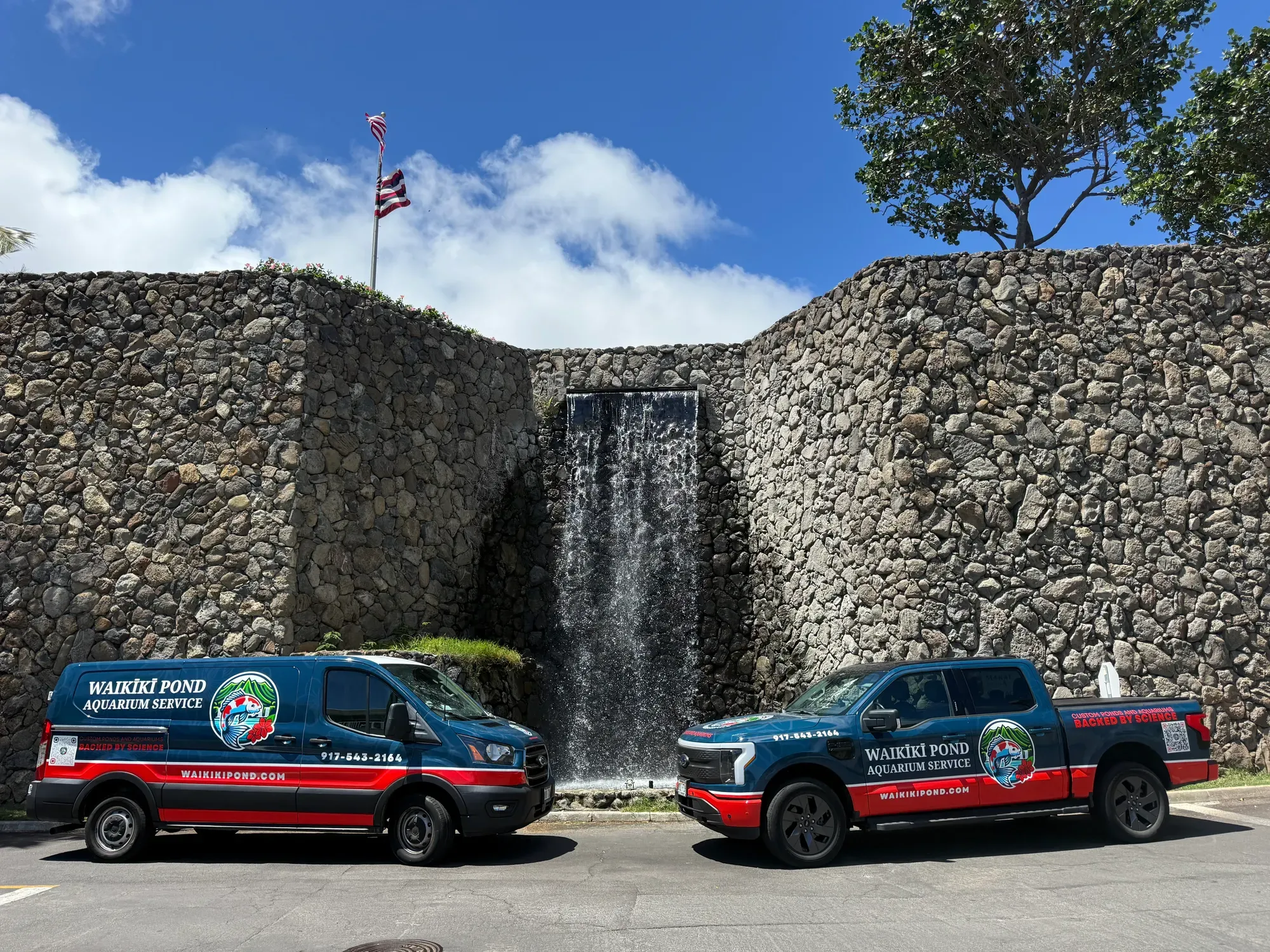 The van and truck wraps together, showing the livery across both vehicles.