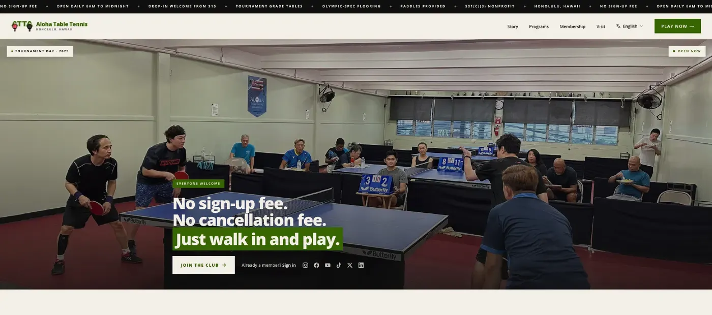 ALOHA TABLE TENNIS ASSOCIATION: From a Google Doc to a Real Club Platform